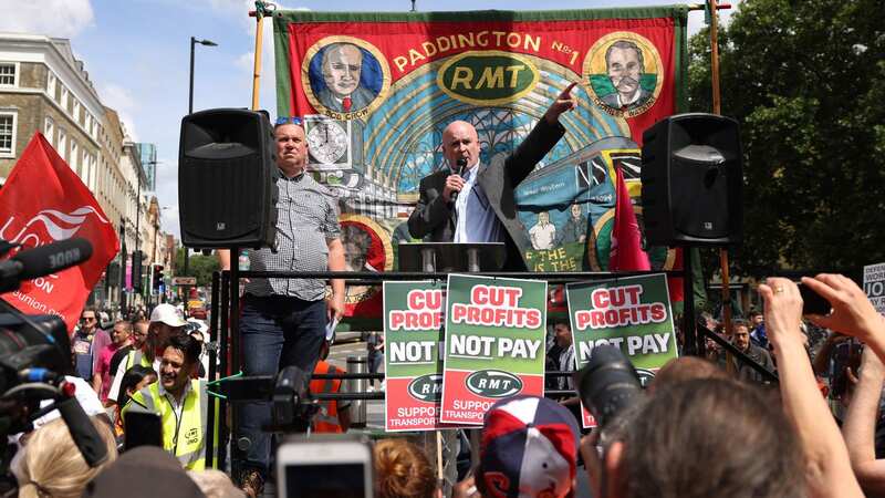 Mick Lynch speaks during a rail strike last year (Image: Getty Images)