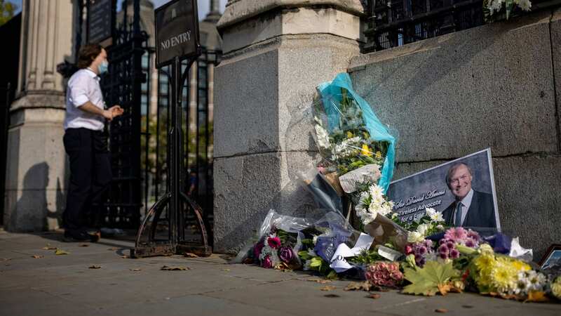 Floral tributes to Sir David Amess MP outside Parliament on October 19, 2021 (Image: Getty Images)