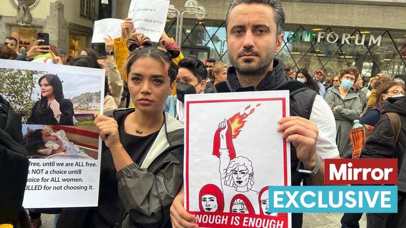 Leila Eftetahi and her husband Ali protesting against the killing of protesters in Iran earlier this year (Image: Leila Eftetah)