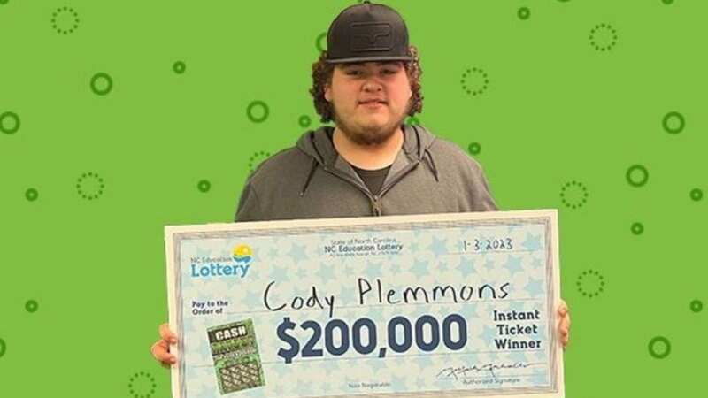 Cody Plemmons won the mega jackpot on his third ever scratch card purchase (Image: Jam Press/North Carolina Education Lottery)