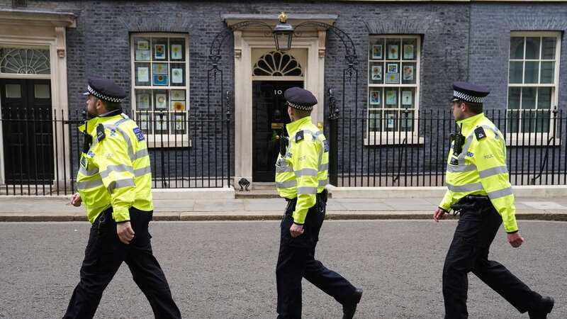 A group of police officers walk through Downing Street (Image: PA)
