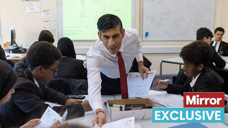 Prime Minister Rishi Sunak during a visit to Harris Academy at Battersea, south-west London this morning (Image: PA)