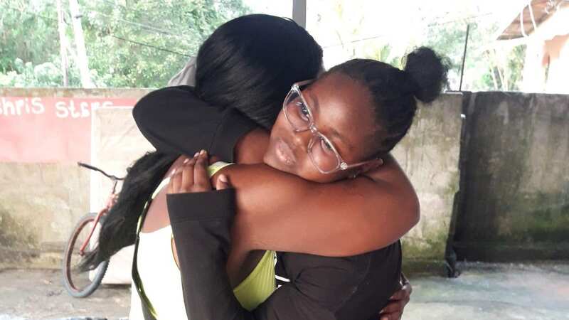 Delika White Lezama is seen hugging her mum after being found (Image: supplied)