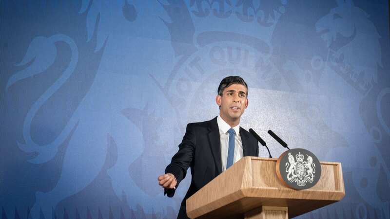 Rishi Sunak speaks during his first major domestic speech of the year at Plexal, Queen Elizabeth Olympic Park, on January 4 (Image: Getty Images)