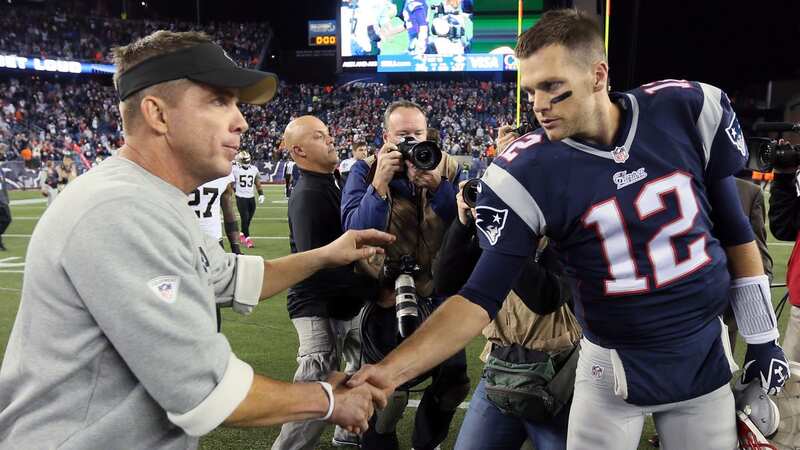 Sean Payton shakes hands with Tom Brady (Image: Rob Carr/Getty Images)