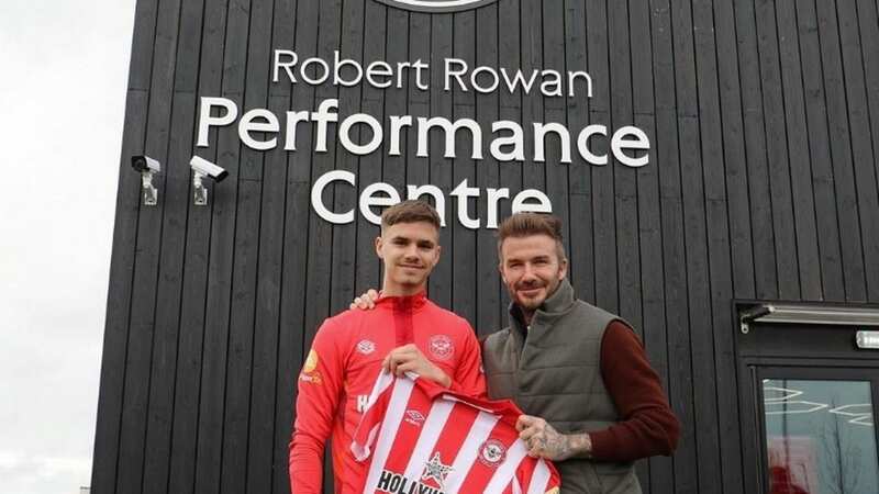 The Beckhams pictured at Brentford