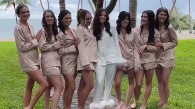 The bridesmaids were wearing matching pyjamas to begin with (Image: @hikels/TikTok)