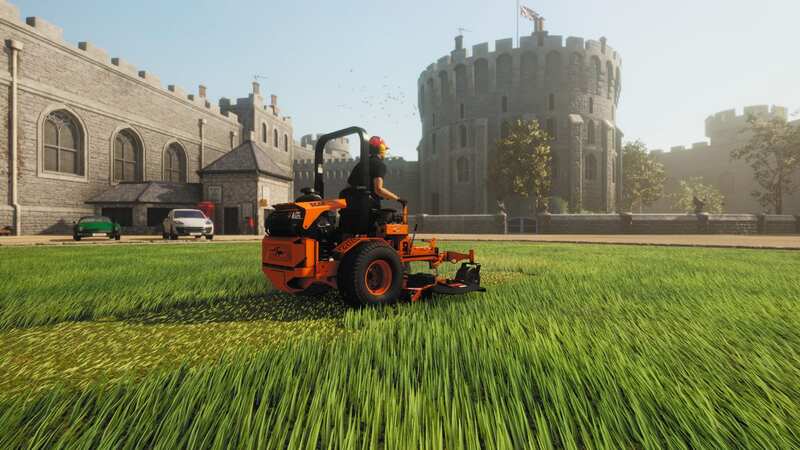 Live out your dream of running a small gardening company in Lawn Mowing Simulator (Image: Skyhook/ Curve Games)