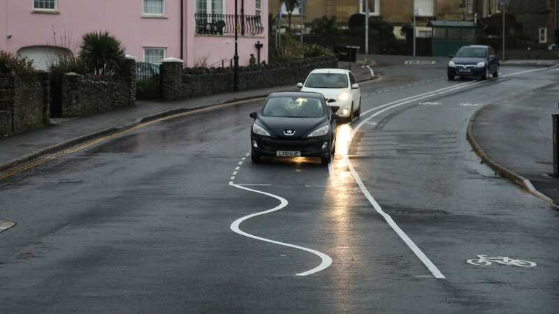 Wiggly lines have been painted in Clevedon (Image: Tom Wren SWNS)