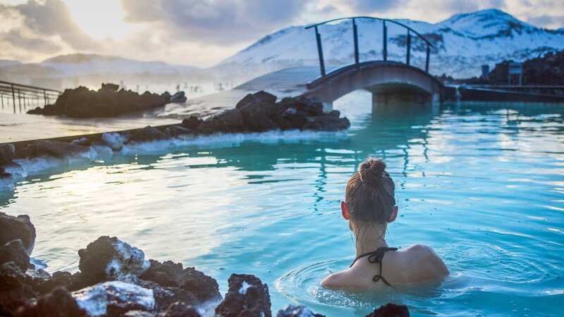 A woman swimming in Iceland