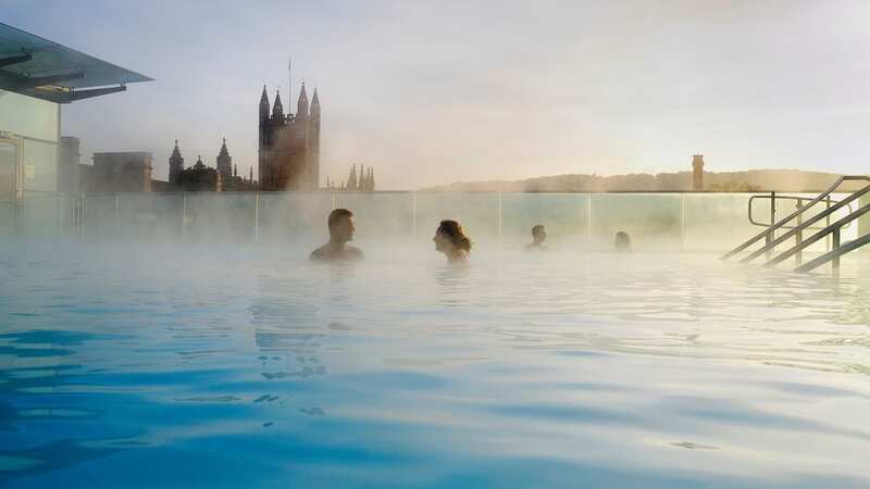 The stunning view from the top of the Thermae Bath Spa in Bath
