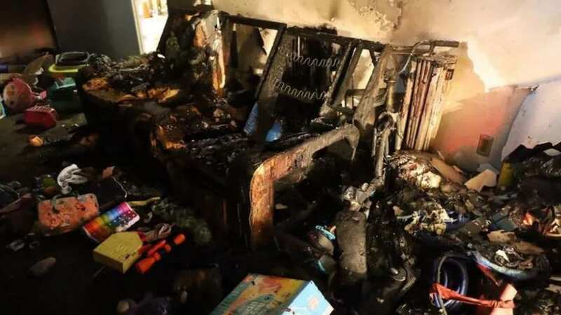 The fire started from the couch in the first-floor Indianapolis apartment (Image: Indianapolis Fire Dept)