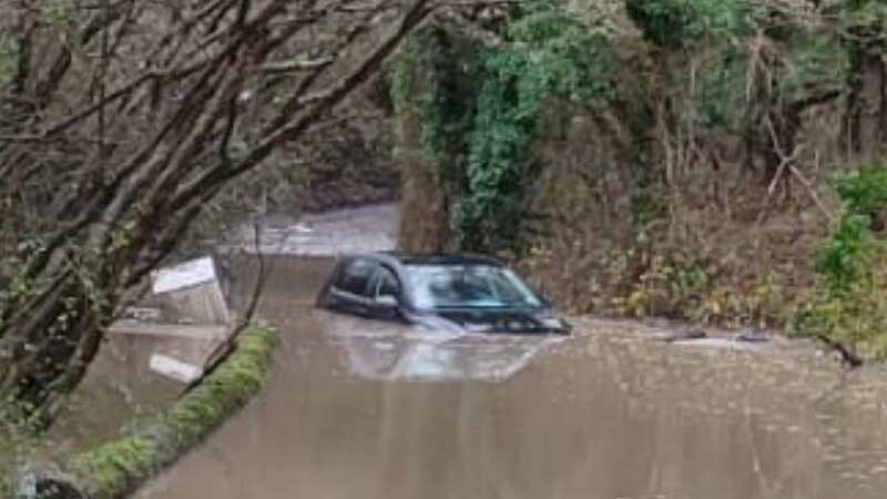 This driver had to be rescued after their car was submerged in flood water today (Image: Bedminster Fire Station / SWNS)