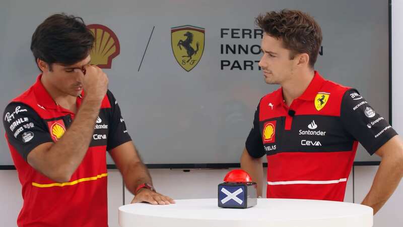 Carlos Sainz was stumped by a question about his Ferrari team-mate Charles Leclerc (Image: YouTube/Shell)