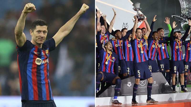 Robert Lewandowski and Barcelona won the Spanish Super Cup on Sunday (Image: Getty Images)
