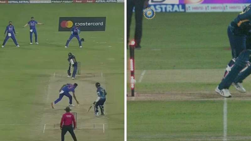 Chamika Karunaratne was embarrassingly run out by Mohammed Siraj (Image: ESPNcricinfo)