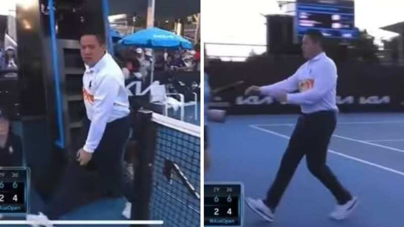 Umpire James Keothavong chased a fan who stole a towel at the Australian Open (Image: Eurosport)