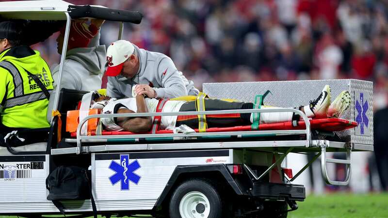 Russell Gage of the Tampa Bay Buccaneers was carted off the field after suffering an injury against the Dallas Cowboys on Monday. (Image: Mike Ehrmann/Getty Images)