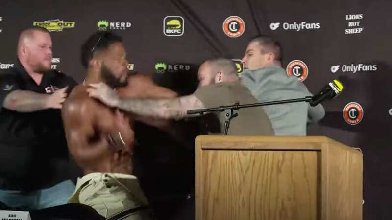 Bare-knuckle boxers spark mass brawl by starting fight during face-off
