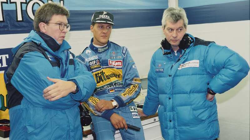 Pat Symonds (right) with Ross Brawn (left) and Michael Schumacher during their Benetton days (Image: Getty Images)
