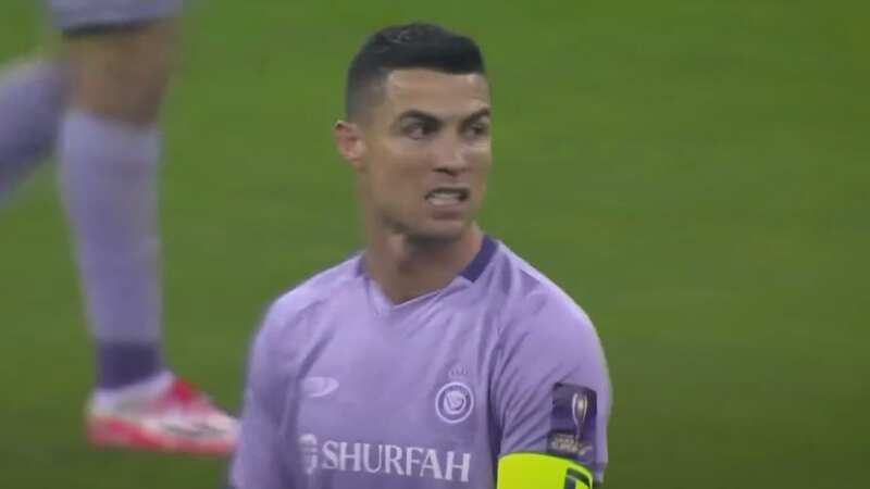 Cristiano Ronaldo was furious after Al-Nassr conceded a second goal before half-time (Image: Sky Sports)