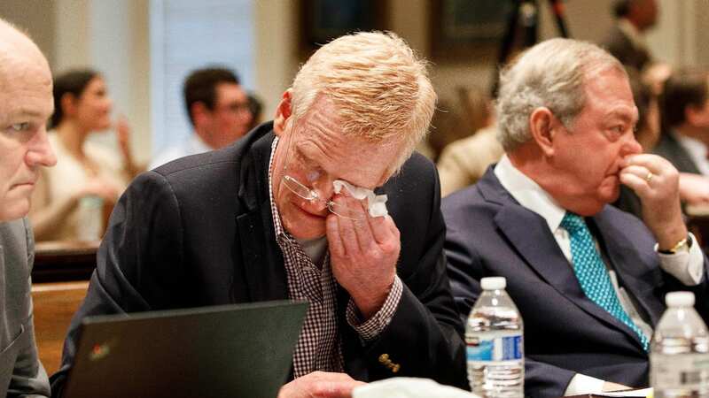 Alex Murdaugh becomes emotional after seeing his family in the courtroom as opening statements begin in his double murder trial at the Colleton County Courthouse (Image: Grace Beahm Alford/AP/REX/Shutterstock)