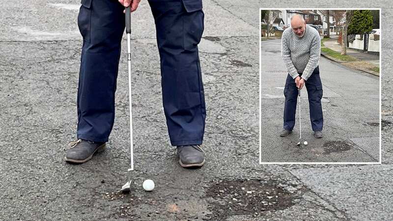 Keen golfer Stephen highlighted the issue by dusting off his clubs (Image: Stephen Aylen / SWNS)