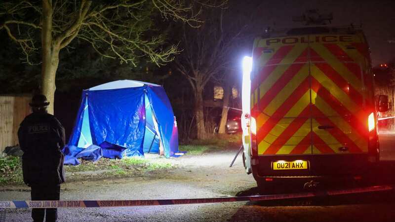 Thames Valley Police officers at the scene of the tragedy on Monday evening (Image: UkNewsinPictures)
