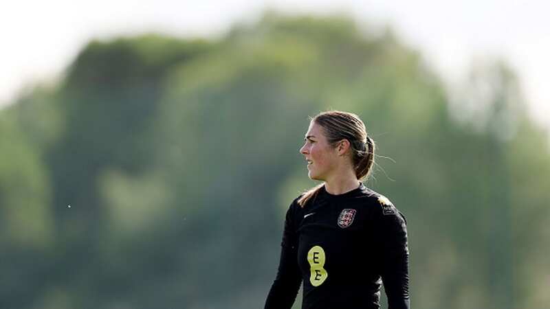 Mary Earps of England looks on during an England training session (Image: Photo by Naomi Baker - The FA/The FA via Getty Images)