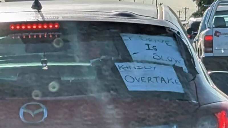 A handwritten note urging other motorists to overtake was seen in Melbourne (Image: reddit.com/user/Famous_Paramedic7562)