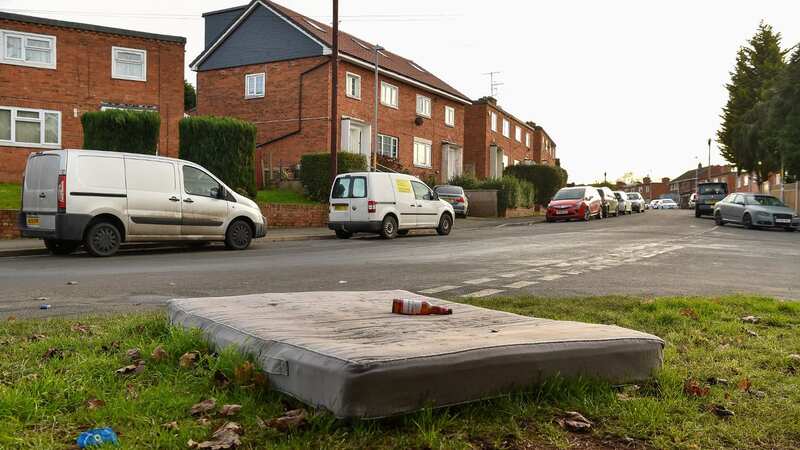 Fly-tipping in Tolladine, Worcester, includes mouldy mattresses, raw meat and bones. (Image: SWNS)
