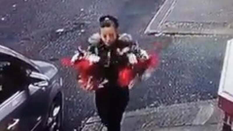 Sick thief captured on CCTV stealing flowers from child