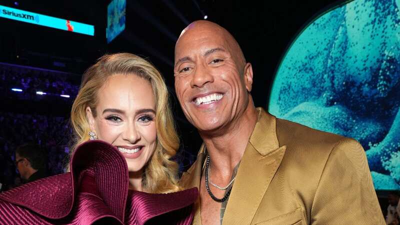 Adele was beaming after finally being introduced to Dwayne The Rock Johnson (Image: Getty Images for The Recording A)
