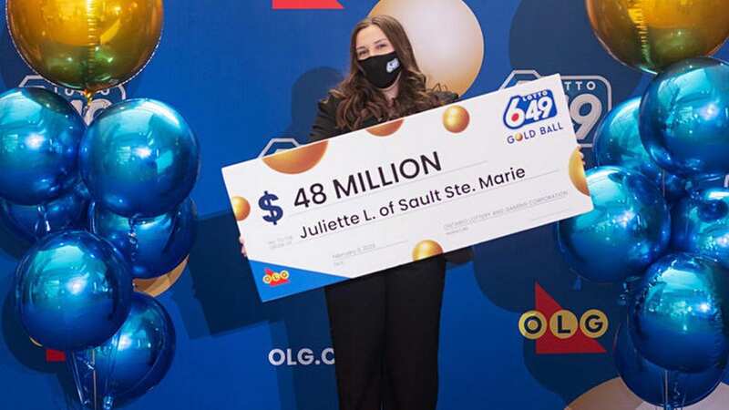 Juliette Lamour, 18, accepts her winnings (Image: Ontario Lottery and Gaming Corporation)