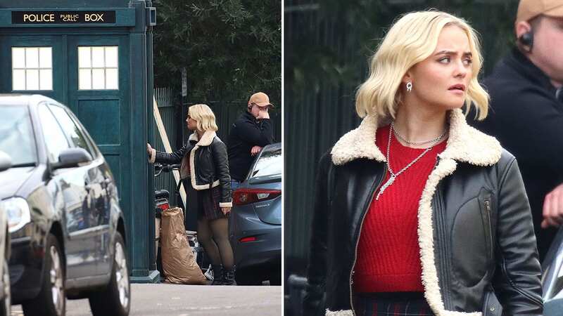 Dr Who filming Christmas scenes as Corrie star Millie Gibson seen outside TARDIS