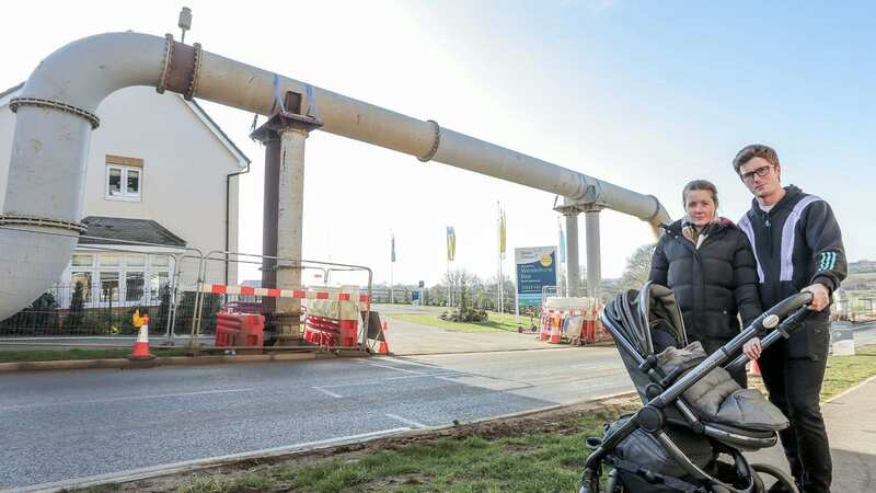 The huge pipe was was installed by Anglian Water in November (Image: Joseph Walshe SWNS)