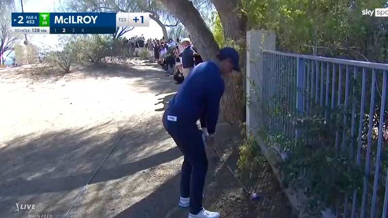 Rory McIlroy somehow escaped with par from this position at the WM Phoenix Open