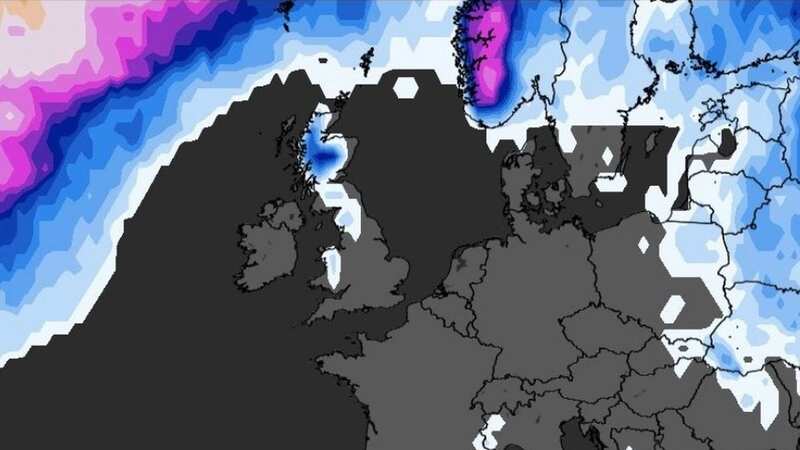 The snow can be seen on the forecasters map (Image: wxcharts)