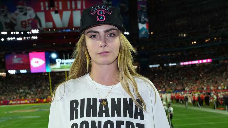 Cara Delevingne attended the Super Bowl in Rihanna