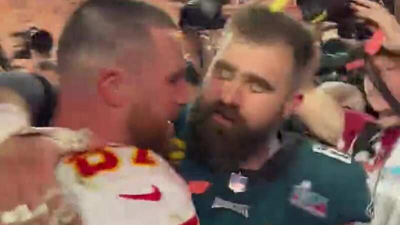 Jason and Travis Kelce share emotional moment during Super Bowl celebrations