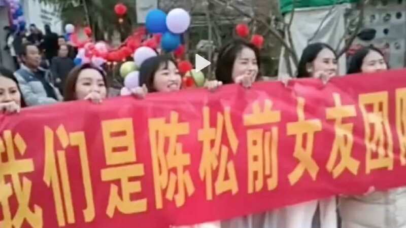 A gang of unhappy ex-girlfriends showed up at a man