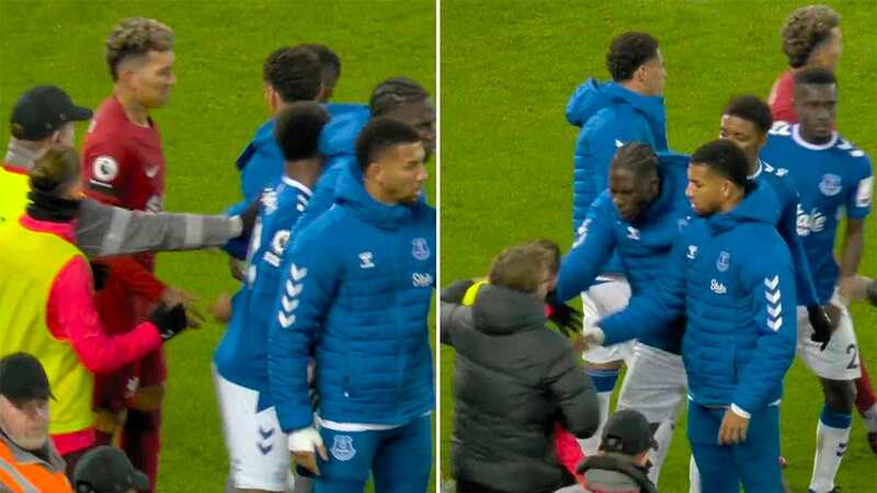 The Merseyside derby saw a late bust-up (Image: Sky Sports)