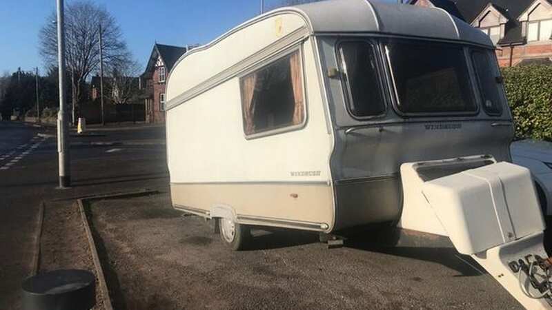 A caravan has been dumped outside a Toby Cavery - inspiring locals to start a Facebook group in its honour (Image: Stoke Sentinel)