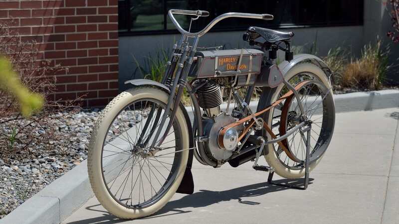 The 1908 Harley-Davidson was found in a barn in Wisconsin in 1941 (Image: Jam Press/Mecum Auctions)