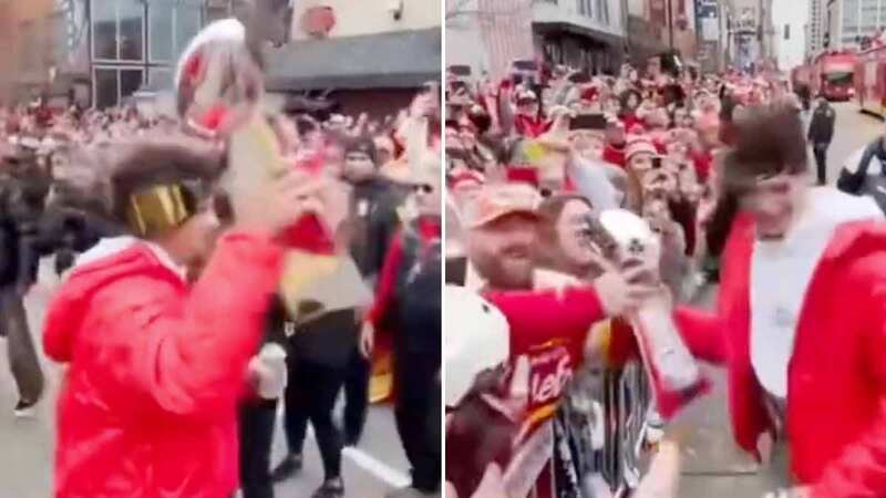 Super Bowl champion Patrick Mahomes leaves trophy with fan after boozy parade