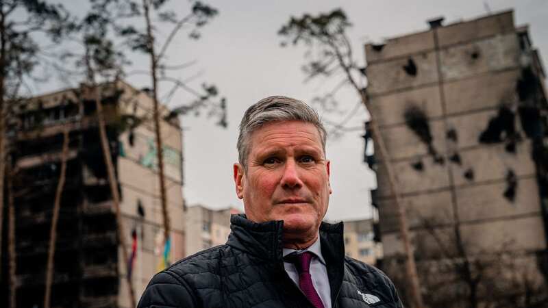 Keir Starmer visits the site of war destruction at the Irpinsky Lipky residential complex (Image: AFP via Getty Images)