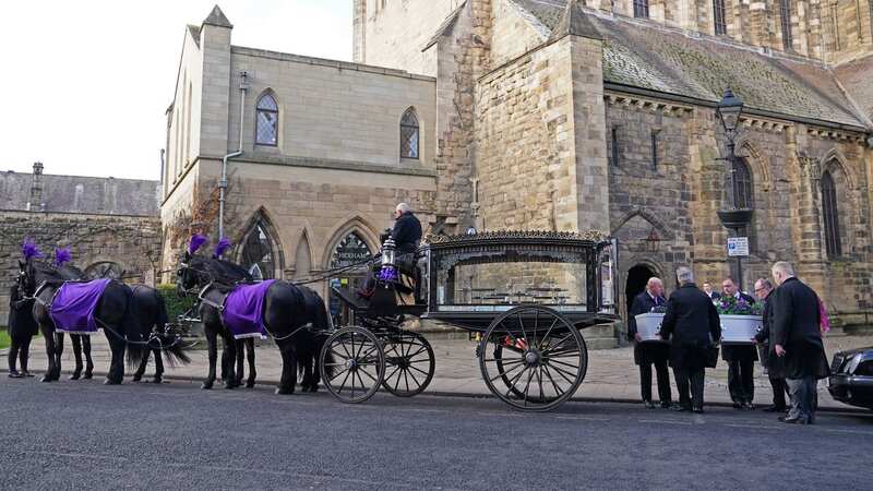 The funeral cortege for Holly Newton leaves Hexham Abbey in Hexham, Northumberland (Image: PA)