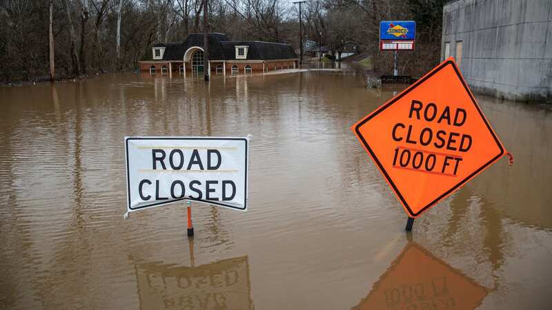High water from heavy rains causes flooding that closes Arlington Boulevard on Friday, February 17, 2023, in Huntington, West Virginia (Image: AP)