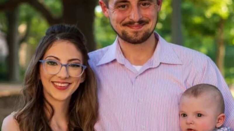 Alexandria Cress Borys (L) with husband Tyler and their child (Image: Go Fund Me)