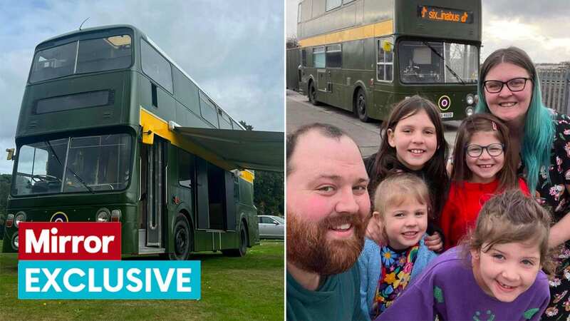 Family of 6 move into double-decker bus that costs just £6 a day to save on rent